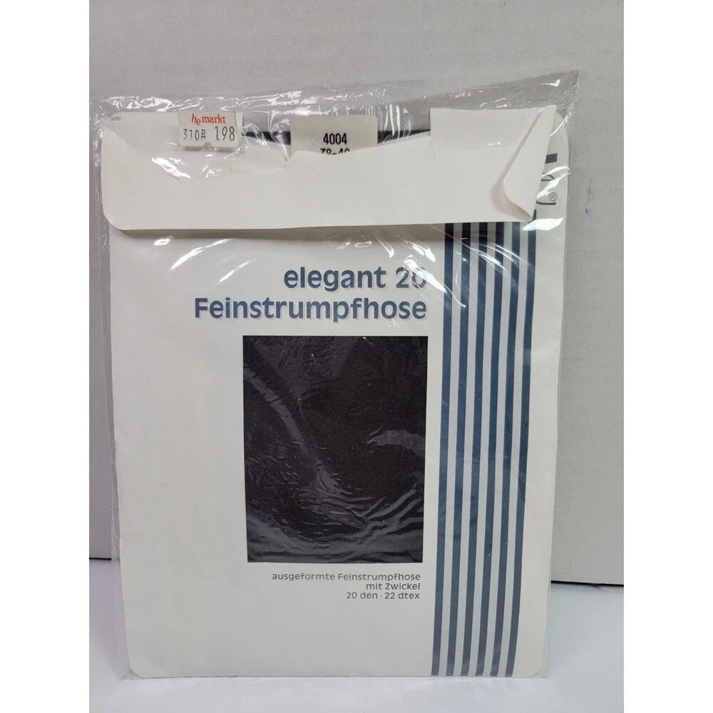 Vintage Disee Elegant 20 Sheer Pantyhose Size 38-40 Gaudi Black 20 Den NOS